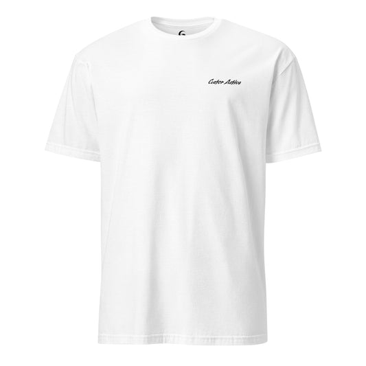 T-shirt with embroidered text